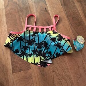 A palm tree sunset or rise bikini top for kids